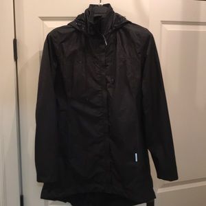 Black rain coat with hood